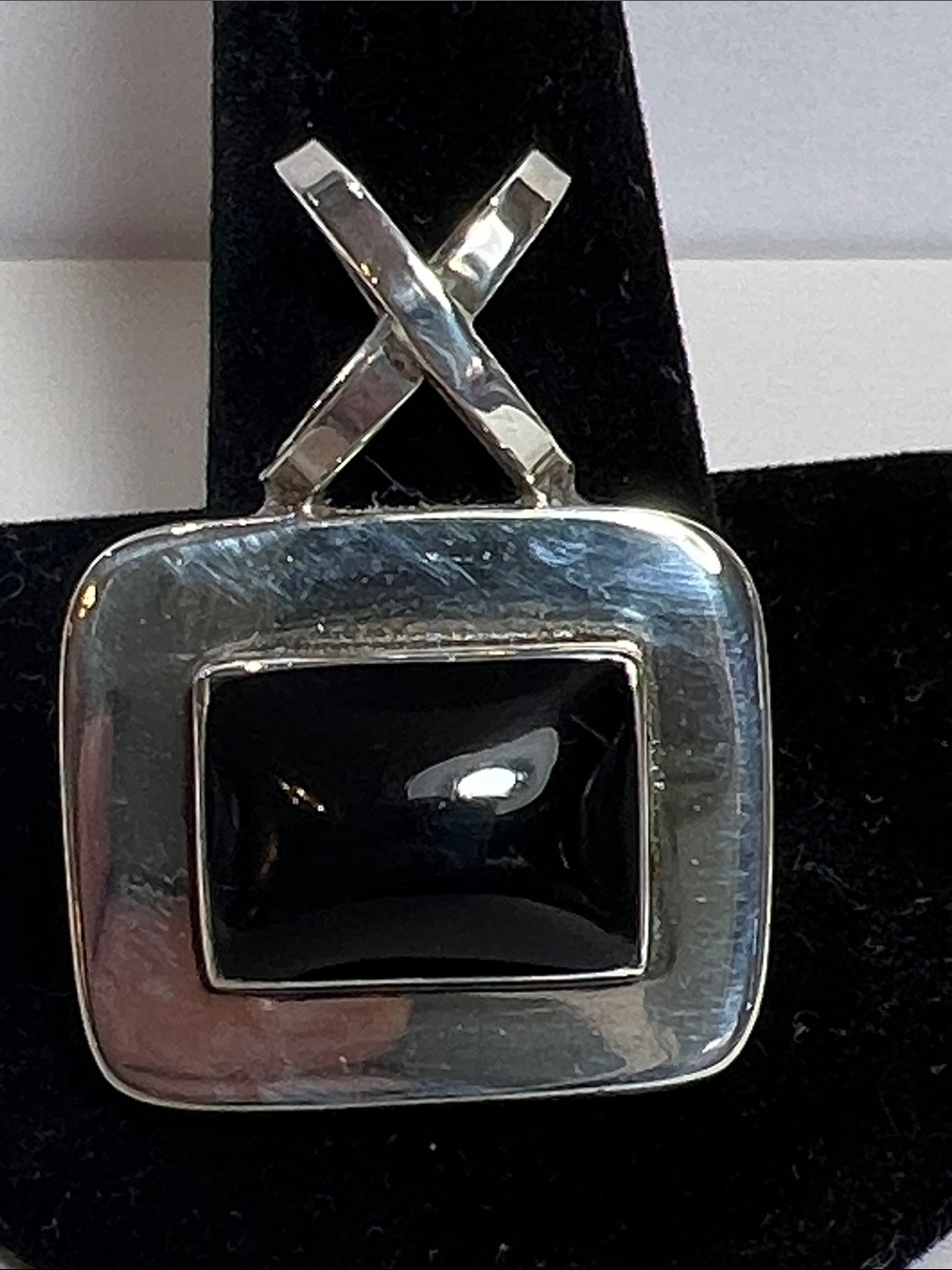 Big Sterling Silver Black Onyx Statement Pendant EUC